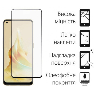 Стекло защитное Dengos Full Glue OPPO Reno8 T (black) (TGFG-297) Винница - изображение 2