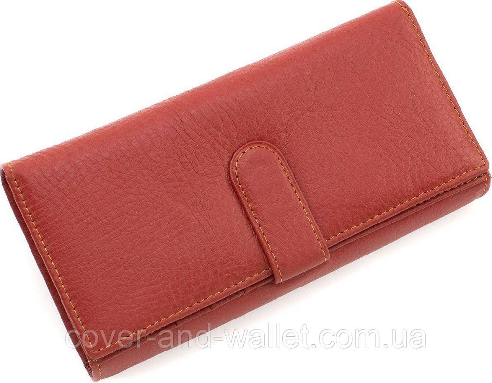 Женский бордовый кожаный кошелек на много карточек Marco Coverna Коричневый Киев - изображение 6