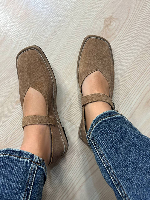 Балетки жіночі Meideli 0109-8 Mary Jane з ремінцем натуральна замша бежеві, 41, 26 см Київ - фото 5