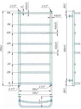 Водяной полотенцесушитель Mario INOX Люкс HP 1170х530/500 Киев