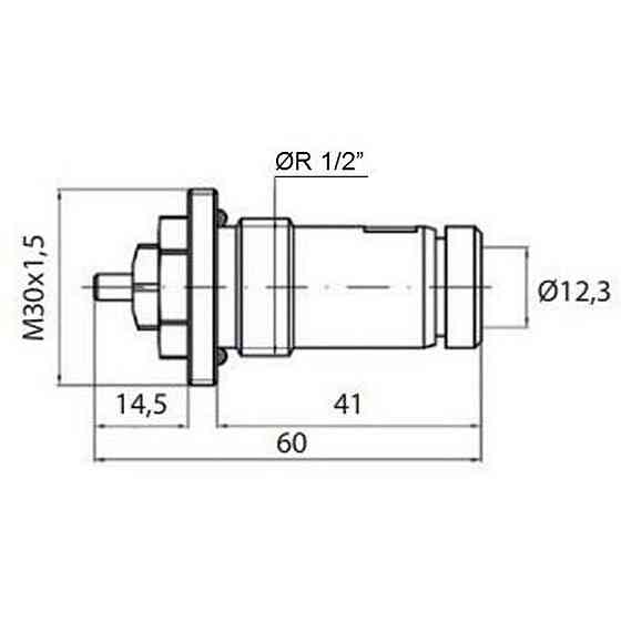 Клапан OUTER під термоголовку М30x1,5 панельного радіатора  PROFESSIONAL  NV-QP 5200 1/2″ЗР (на трубу) Тернополь