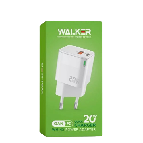 Зарядний пристрій мережевий USB/Type-C QC+PD 20W білий WALKER WH-42 Житомир
