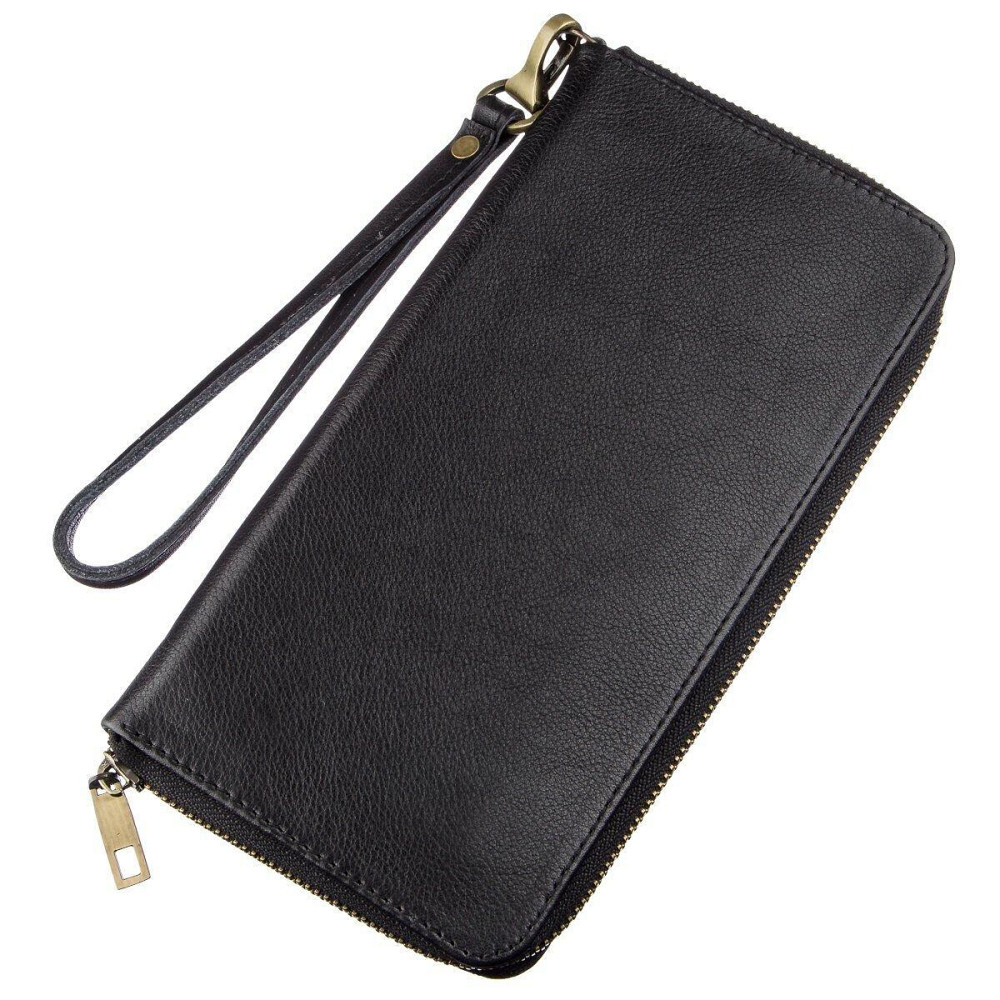 Чоловічий горизонтальний шкіряний клатч Чорний (SHVIGEL) Київ - фото 6