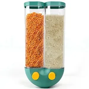 Диспенсер для круп с дозатором на 2 секции, до 2кг / Органайзер для сыпучих продуктов Коломия - фото 5