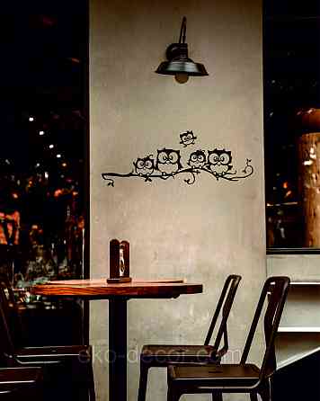 Декоративное настенное Панно «Совушки», Декор на стену 110*28 см, Черный Киев