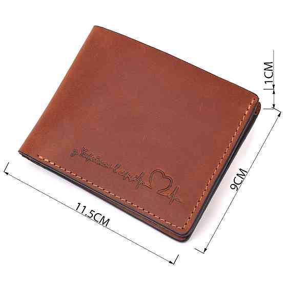 Чоловічий шкіряний гаманець у дві додавання Серце GRANDE PELLE 16736 Світло-коричневий Київ