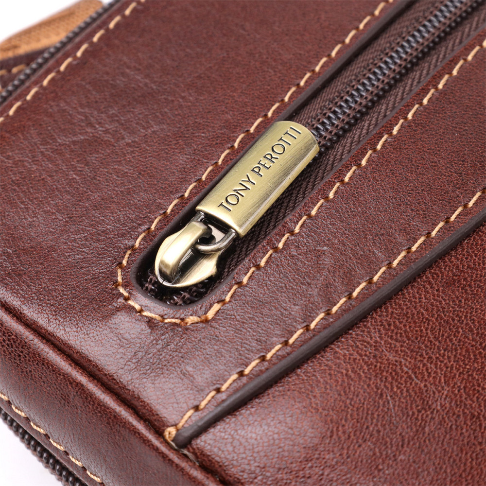 Чоловіча сумка через плече з гладкої натуральної шкіри Tony Perotti 20854_1 (9137-20 moro) Коричневий Київ - фото 7