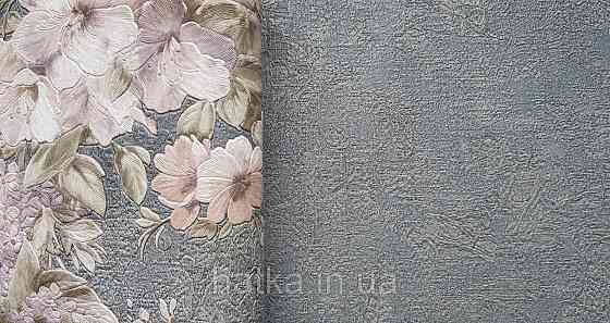 Шпалери вінілові на флізеліні AdaWall Signature1.06х10 під шкіру структурні зелені із золотистим Київ