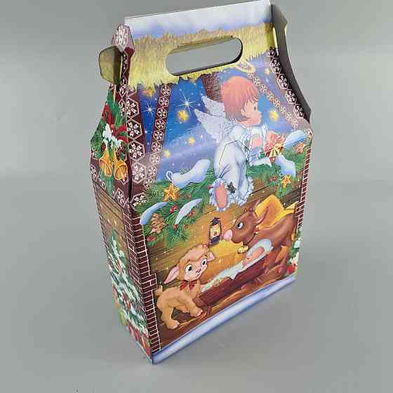 Новогодняя подарочная картонная упаковка для конфет (600грм) №217 