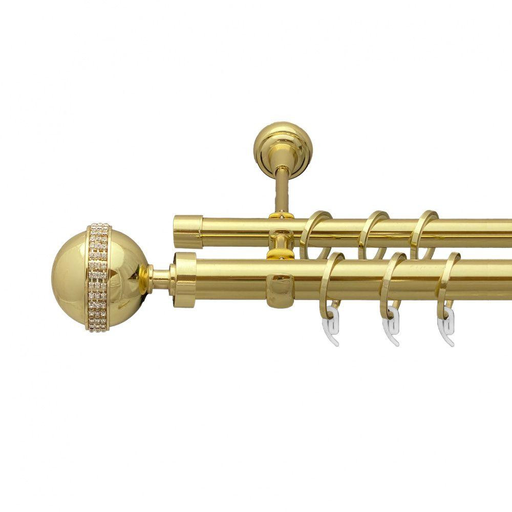 Карниз Orvit Авея металевий дворядний відкритий гладка труба кільце фасонне металеве  Золото 25\19 мм 240 см (7035525) Львів - фото 1