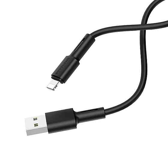 Кабель BOROFONE BX31 USB - Lightning 2.4A, 1m, силіконовий, TPE конектори, колір чорний BX31LB Одеса