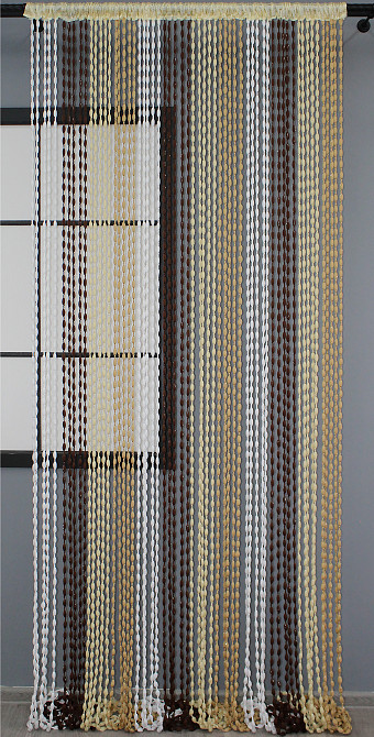 Штори-нитки "Шиніл" з люрексом Білий з коричнево-карамельним 300х300см 1 шт (61-048) Київ - фото 3