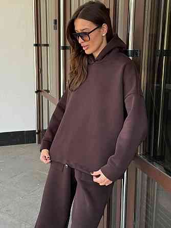 Базовий жіночий костюм з об’ємним худі Коричневий 42/46 Харків