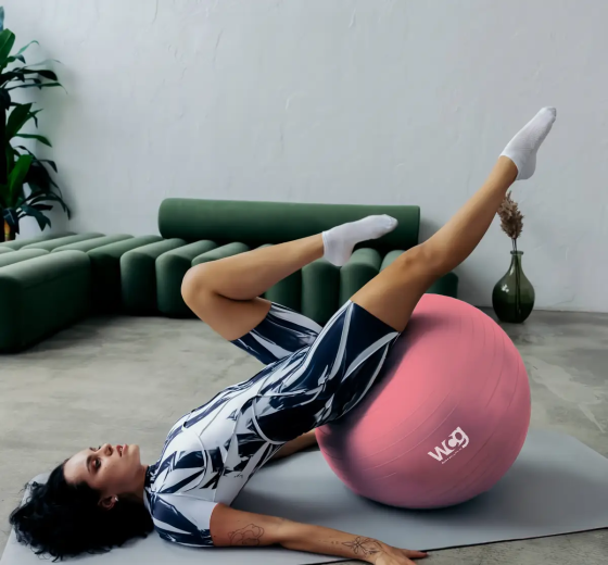 Фітбол (м'яч для фітнесу) 65 см WCG Anti-Burst навантаження 250 кг персик + насос Фітболи Київ