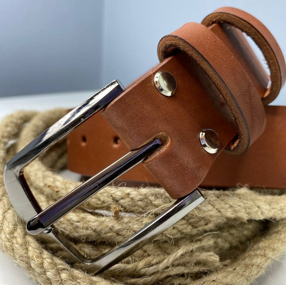 Ремінь чоловічий натуральна шкіра для джинсів, шкіряний пояс Герб, коричневийMasterSem Київ - фото 5