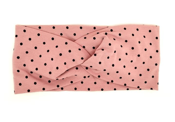 Пов'язка на голову персикова трикотаж в горох Київ - фото 1