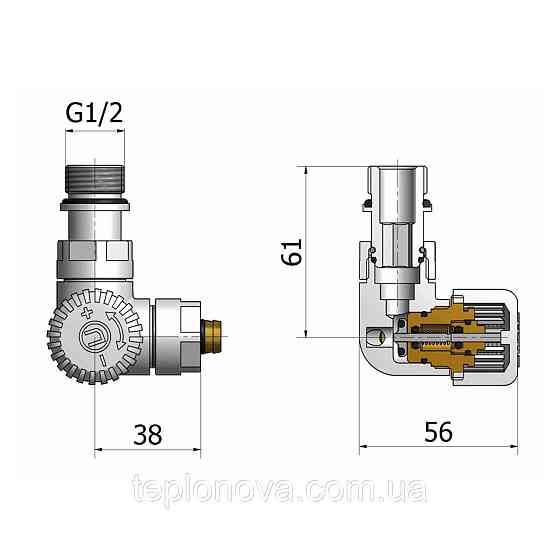 Комплект вентилів термостатичний Vario Term VISION 3-севий, лівий, білий Чернівці
