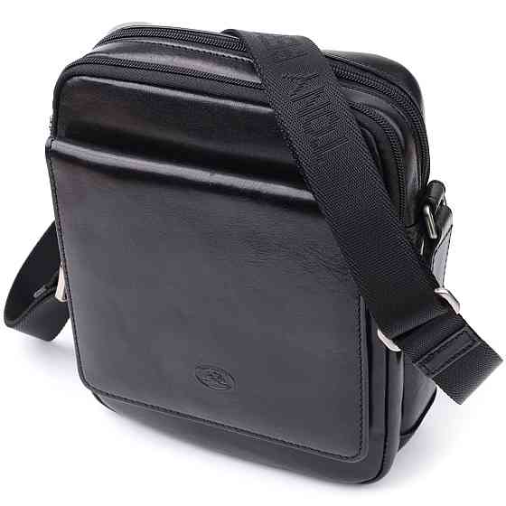 Отличная мужская сумка с карманами из гладкой натуральной кожи Tony Perotti 20857_1 (9148-17 nero) Черный Киев