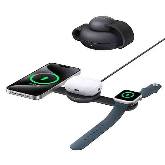 Бездротовий зарядний пристрій Anker MagGo Wireless Charging Pad 15 W 3-in-1 Foldable Black (B25M8H11) ( 17541 ) Харків