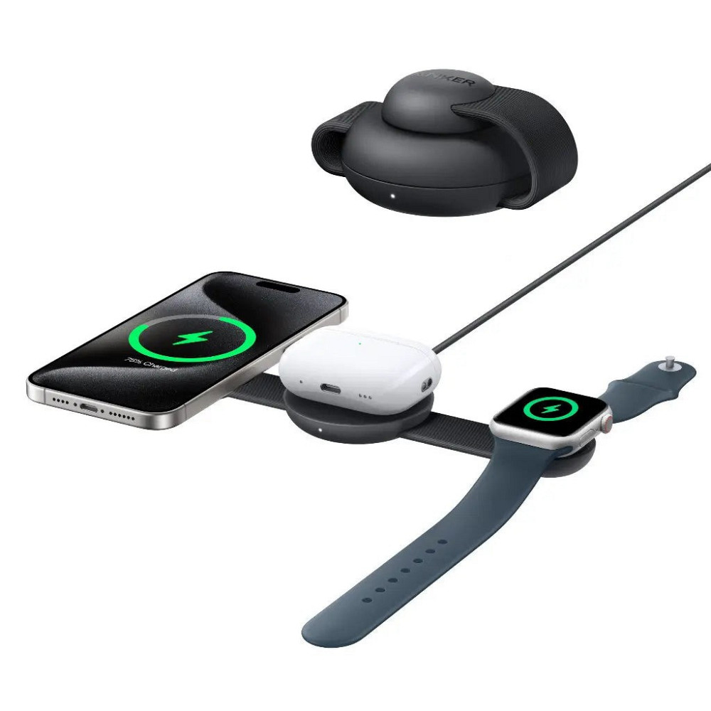 Бездротовий зарядний пристрій Anker MagGo Wireless Charging Pad 15 W 3-in-1 Foldable Black (B25M8H11) ( 17541 ) Харків - фото 2