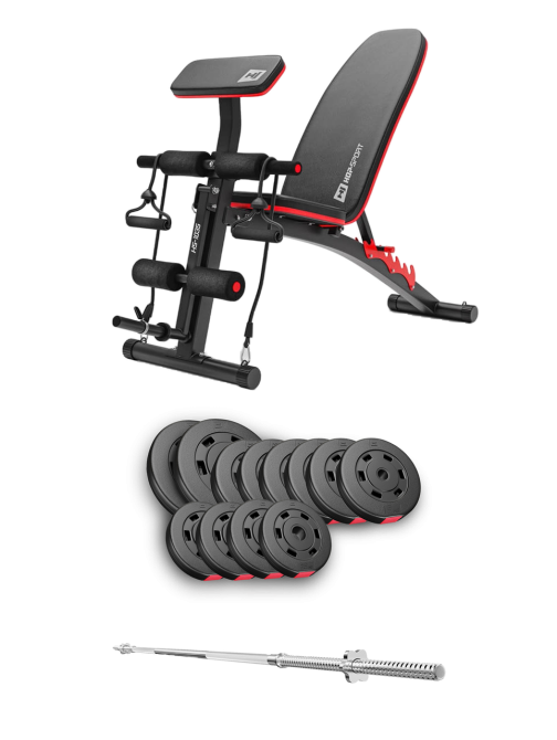 Набір Hop-Sport Premium 69кг з лавою HS-1035 та штангою Киев - изображение 2