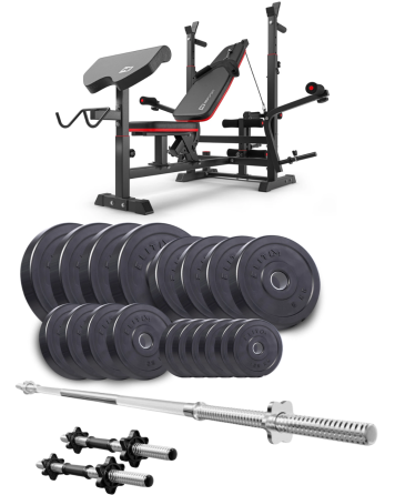 Набір Elitum Titan 89кг з лавою HS-1075 Pro, штангою та гантелями Киев