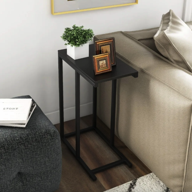 Журнальный приставной столик в стиле Loft черный современный дизайн для гостиной и спальни Costway Vittsjo Киев - изображение 4