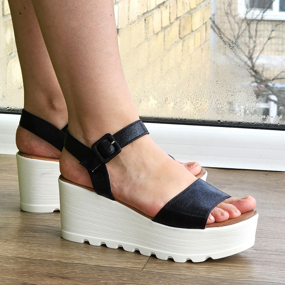 Жіночі Босоніжки на Танкетці Сандалії на платформі Чорні Літні (розміри: 36,37,38,39,40) — 200 Дніпро - фото 6