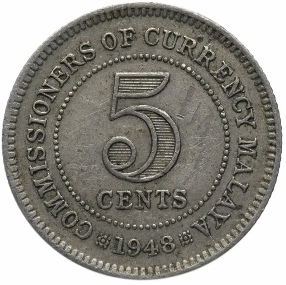 Британська Малайя 5 центів 1948 George VI рідкісна Полтава - фото 1