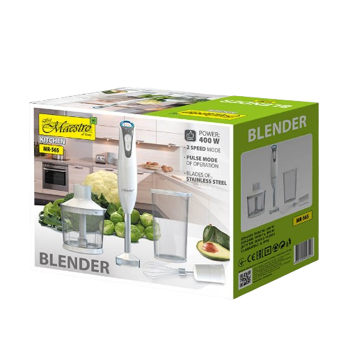 Блендер 400W + подрібнювач 0.5л + вінчик + чаша 600мл MR-565  Maestro Житомир - изображение 2