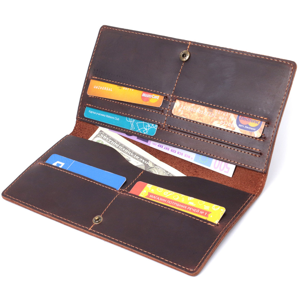 Вертикальний гаманець унісекс із натуральної шкіри Vintage sale_15083 Коричневий Київ - фото 6