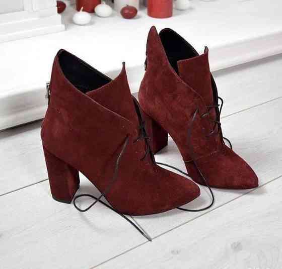 Crisma Черевики жіночі CRISMA бордові замша натуральна каблук 10см 35р. (2735) Коломия