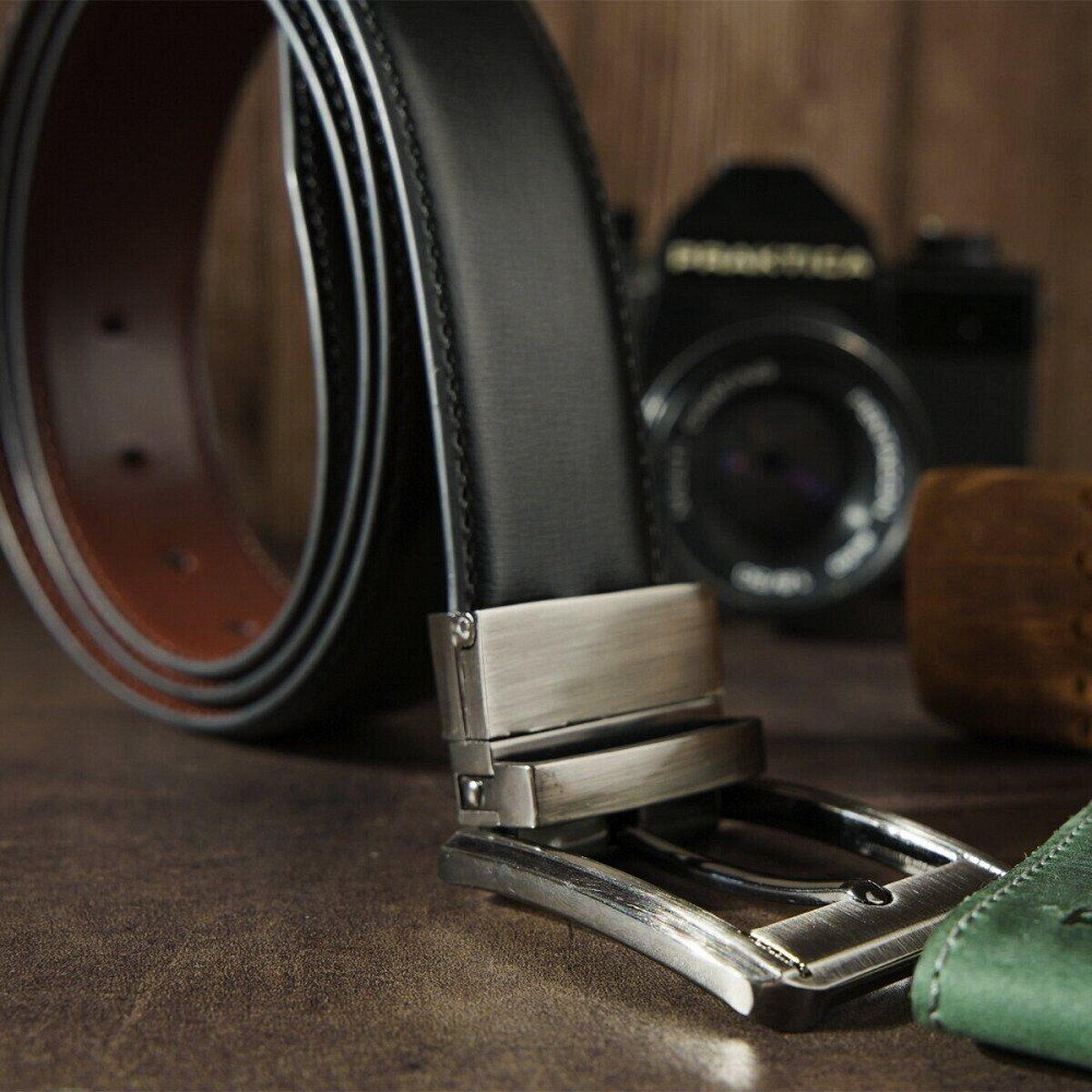 Ремень мужской с затемненной пряжкой механика Vintage 20225 Коричневый Киев - изображение 6