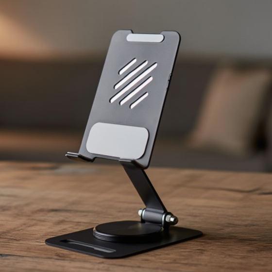 Подставка настольная для телефона,смартфона или планшета металлическая до 7 дюймов,складная, черная Каменец-Подольский