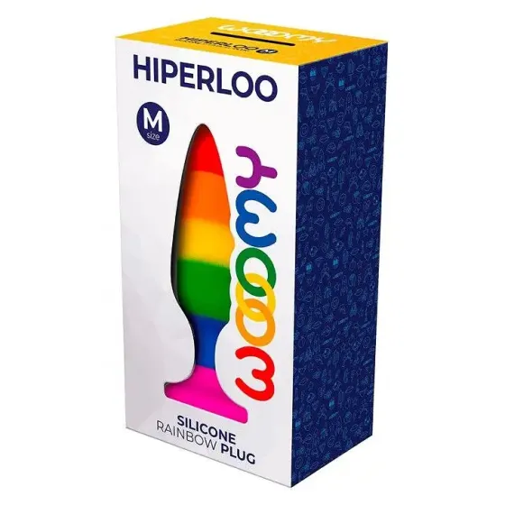 Силіконова анальна пробка Wooomy Hiperloo Silicone Rainbow Plug M, діаметр 2,9 см, довжина 11 см Львів