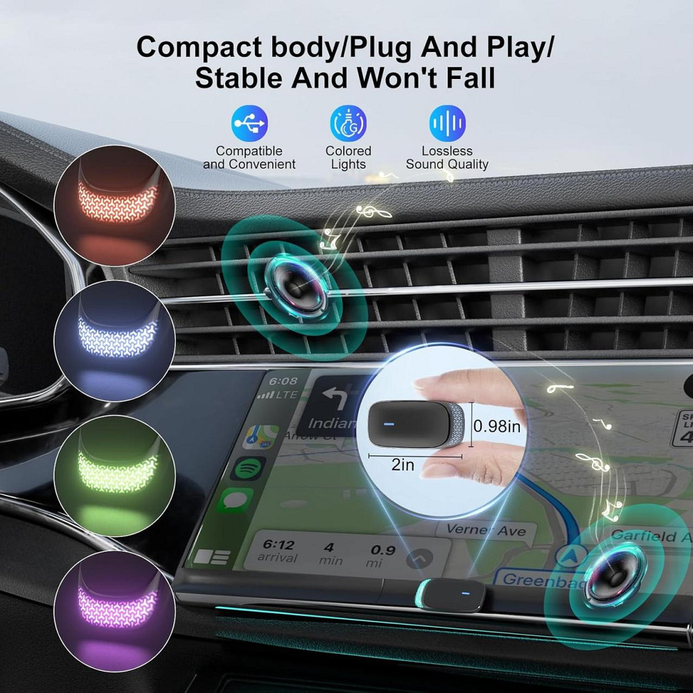 CarPlay бездротовий адаптер для iPhone iOS 10+, перехідник з дротового на бездротовий карплей для авто 2016+ з підсвіткою Київ - фото 4