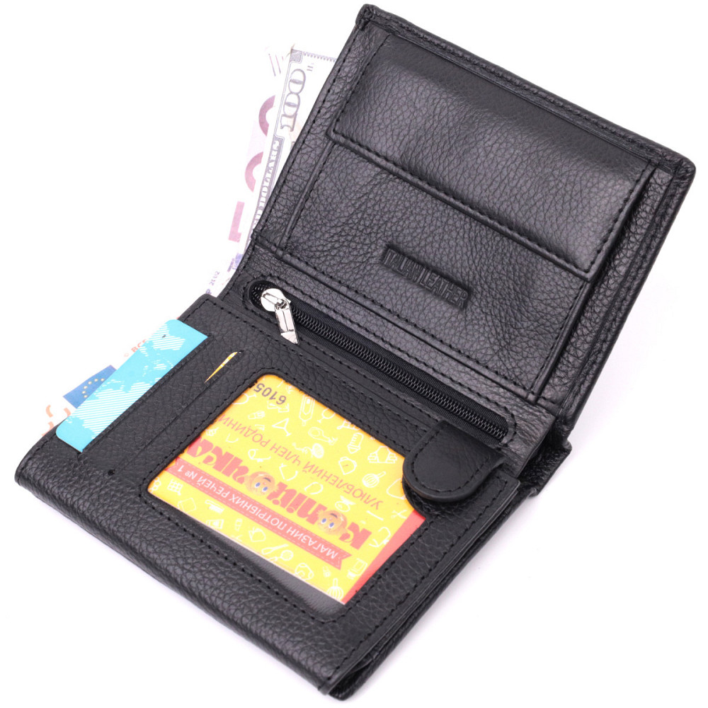 Гаманець вертикального формату з натуральної шкіри ST Leather 22474 Чорний Київ - фото 7