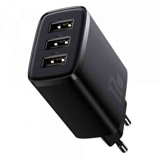 Зарядний пристрій 3xUSB 17W (USB-A) чорний Baseus (CCXJ020101) Київ
