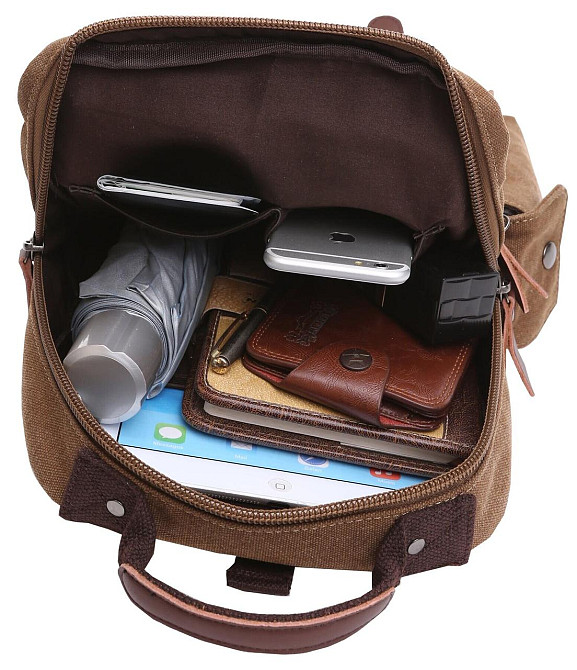 Сумка-рюкзак на одно плечо Vintage 20142 Коричневая Киев - изображение 6