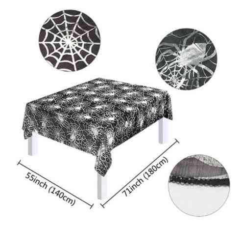 Скатерть на хэллоуин Паутина с пауками 140 на 180 см черно-серебристый Киев