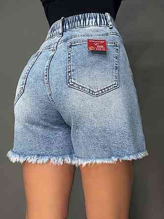 Шорты женские джинсовые Vanver 2057 с резинкой на талии и шнурком голубые, голубой, З4, 34, 95 см, 121 см Киев