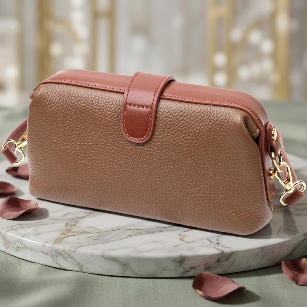 Красивий клатч з цікавою клямкою з натуральної шкіри Vintage 22425 Коричневий Київ - фото 14