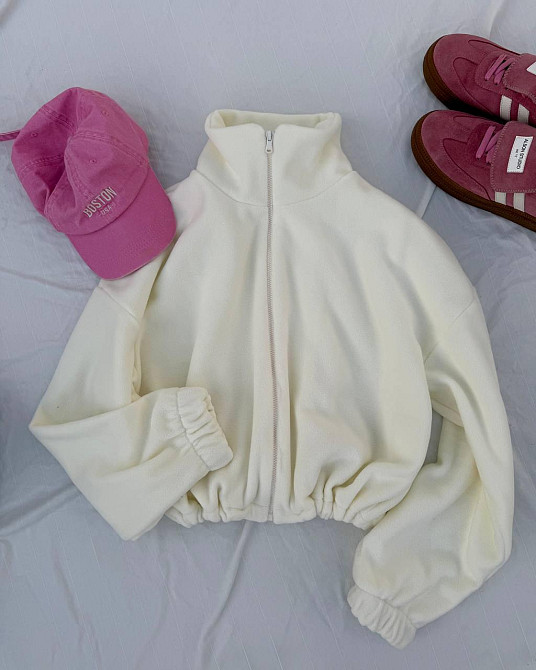 Жіноча обʼємна флісова кофта на блискавці двосторонній фліс Одеса - фото 4