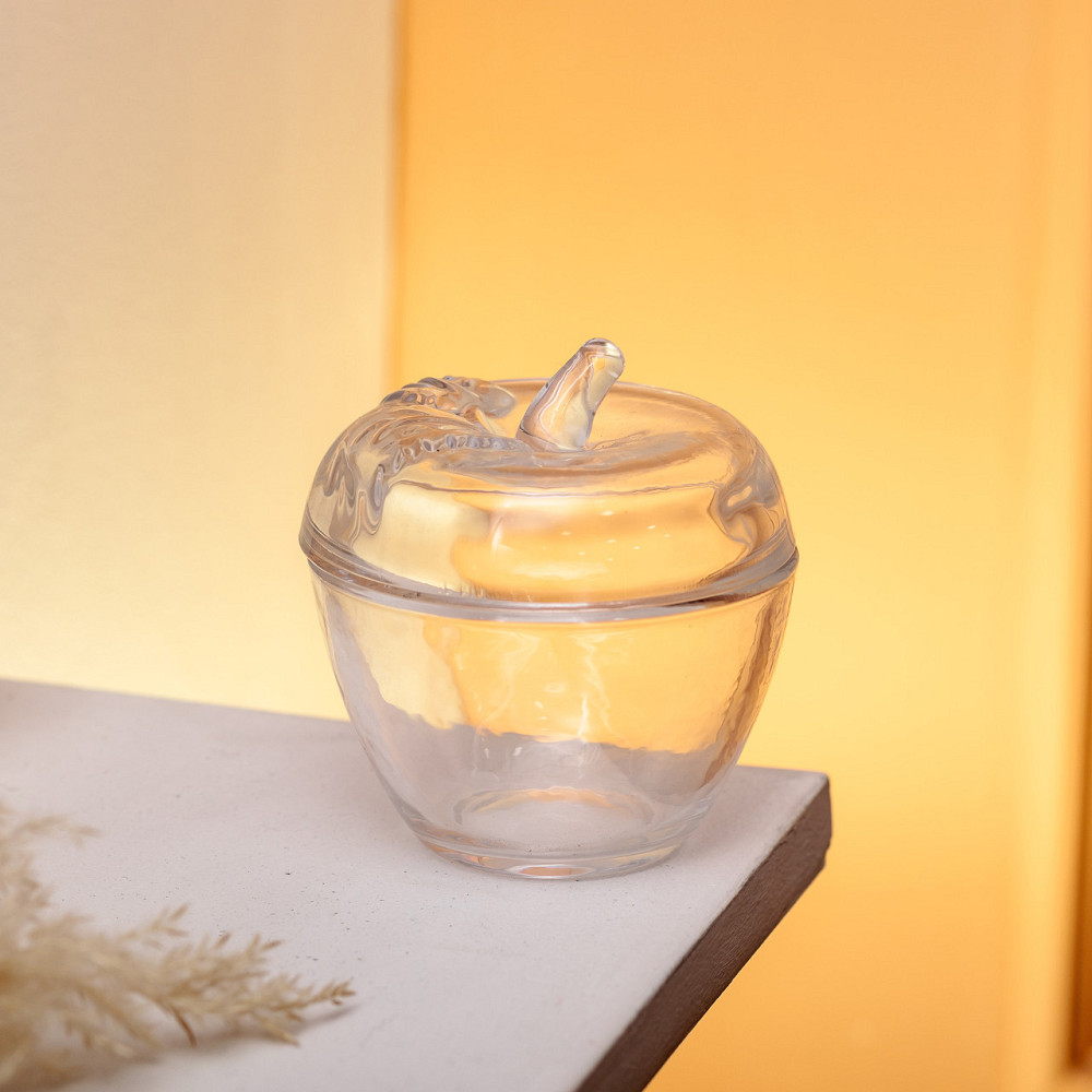 Цукерниця з кришкою Ø 9.5 см ваза цукерниця кругла скляна у формі яблука HP-4-101 Коломия - фото 5