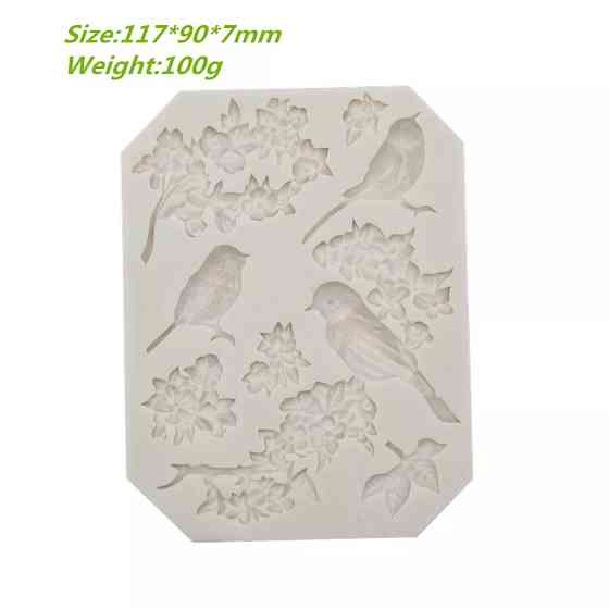 Молд силиконовый Птицы 117 на 90 мм серый Киев
