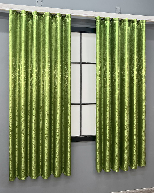 Комплект штор VR-Textil Жакард Мрамор Al1 № 1907ш 130х170 см 2 шт Оливковий (35-0423) Київ - фото 3