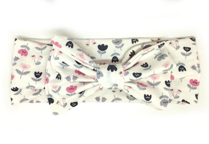 Повязка на голову трикотажная Белая с цветами Киев - изображение 1