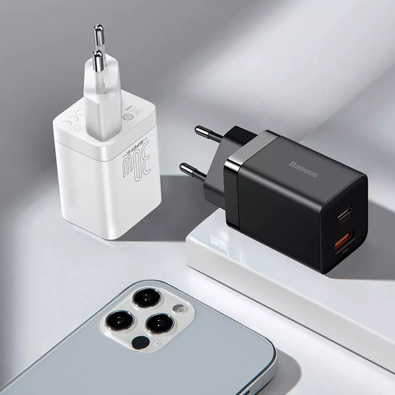 Сетевое зарядное устройство для Baseus Super Si Pro Quick Charger Type-C+USB 30W черный Львов - изображение 12