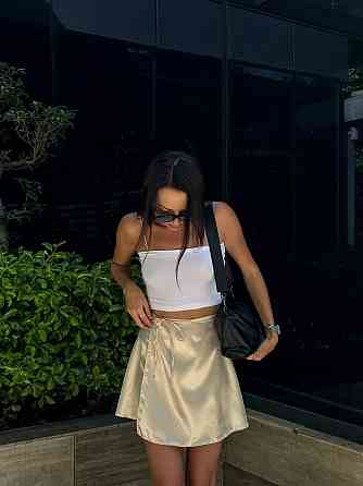 Женский летний костюм двойка: юбка на запах и топ вискоза + атлас Одесса