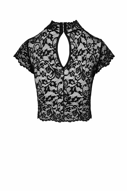 Топ Noir Handmade F303 Essence, 3XL, black, мереживний, короткий рукав, комір-стійка Sex Aura Київ - фото 5